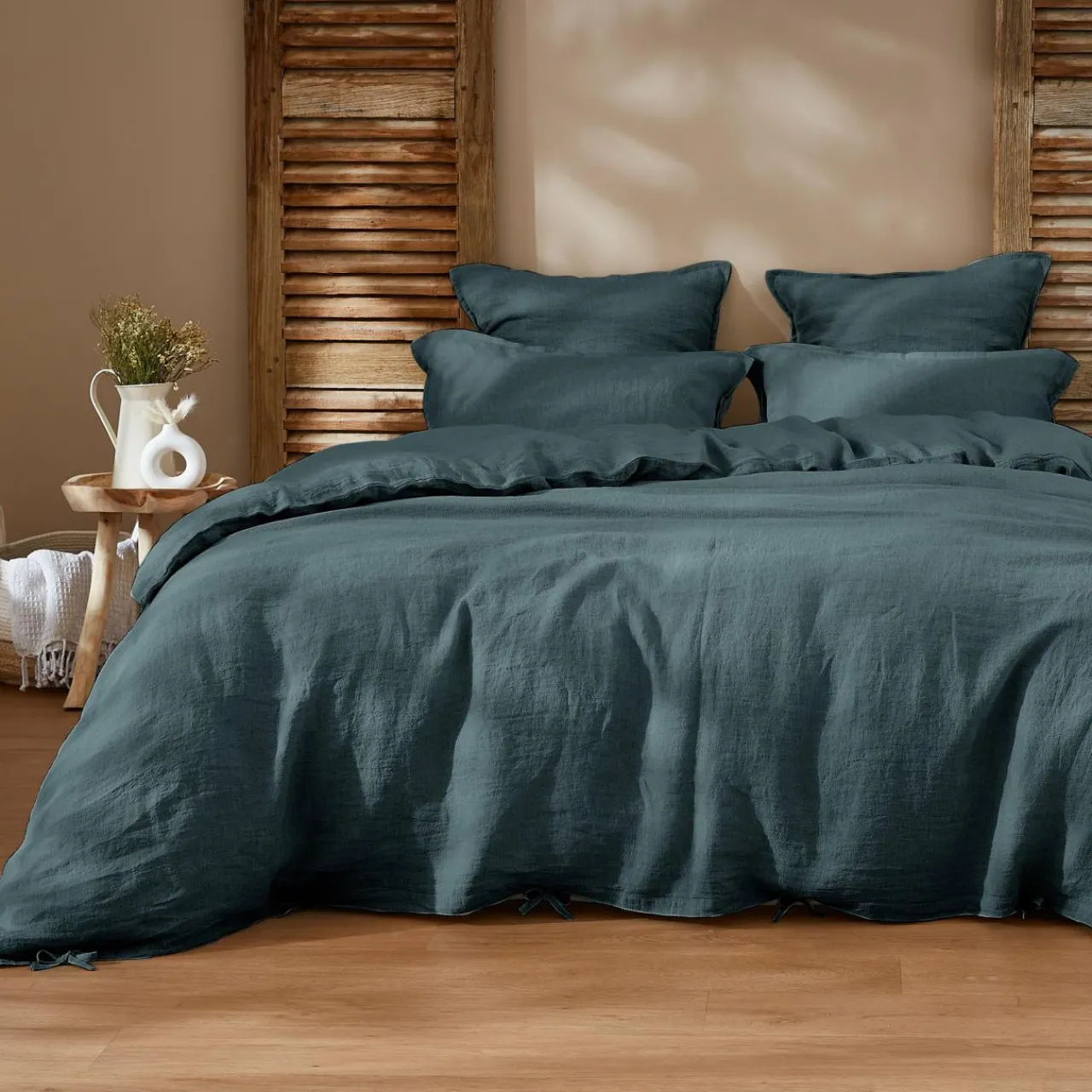 Housse De Couette|EMINZA Housse de couette lin lavé (240 x 220 cm) Louise Gris ardoise