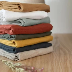 Housse De Couette|EMINZA Housse de couette lin lavé (240 x 220 cm) Louise Caramel