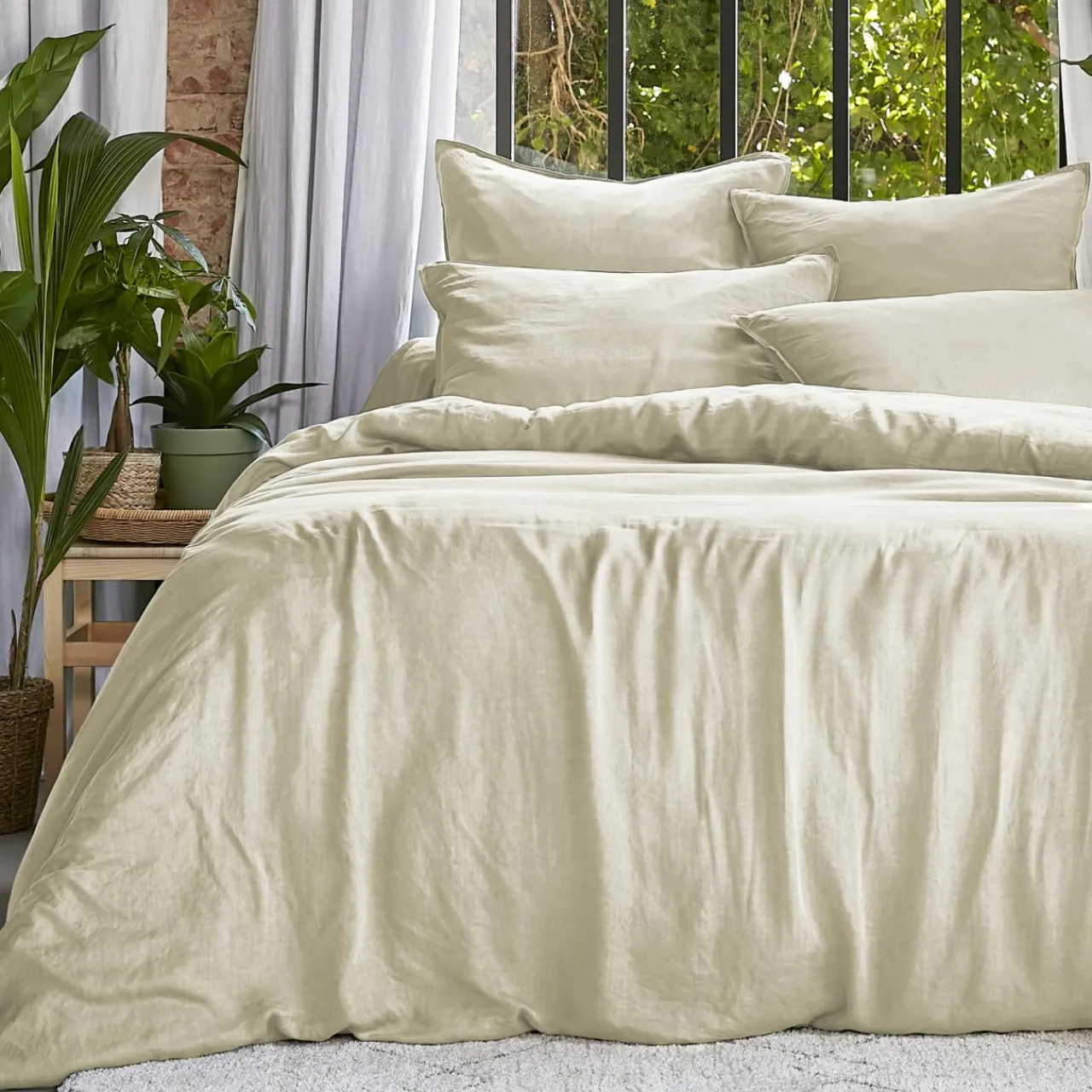 Parure De Lit|Housse De Couette|EMINZA Housse de couette lyocell Tencel™ lavé (280 x 240 cm) Olivia pampa Beige