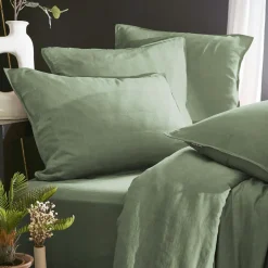Parure De Lit|Housse De Couette|EMINZA Housse de couette lyocell Tencel™ lavé (200 x 200 cm) Olivia Vert romarin