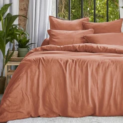 Parure De Lit|Housse De Couette|EMINZA Housse de couette lyocell Tencel™ lavé (240 x 220 cm) Olivia Terracotta