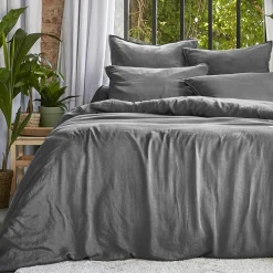 Parure De Lit|Housse De Couette|EMINZA Housse de couette lyocell Tencel™ lavé (260 x 240 cm) Olivia granit Gris