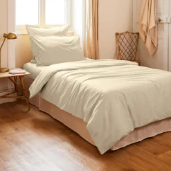 Housse De Couette|EMINZA Housse de couette percale de coton (140 x 200 cm) Cali Beige