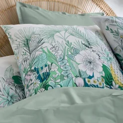 Housse De Couette|TRADI LINGE Housse de couette percale de coton (240 x 220 cm) Bali e Vert