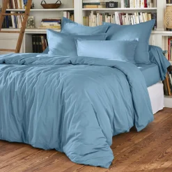 Housse De Couette|EMINZA Housse de couette percale de coton (240 x 220 cm) Cali Bleu Ciel