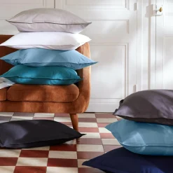 Housse De Couette|EMINZA Housse de couette percale de coton (240 x 220 cm) Cali Bleu Ciel