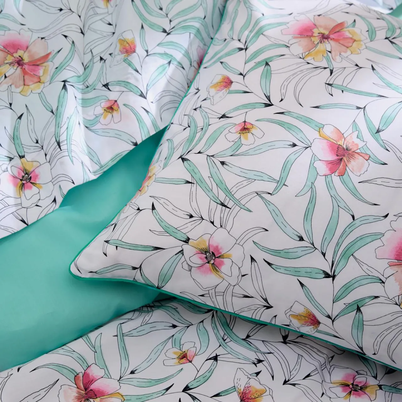 Housse De Couette|TRADI LINGE Housse de couette percale de coton (260 x 240 cm) Roxane Multicolore