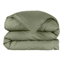 Housse De Couette|EMINZA Housse de couette percale de coton (260 x 240 cm) Cali Vert romarin