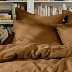 Housse De Couette|EMINZA Housse de couette percale de coton (140 x 200 cm) Cali Camel