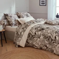 Housse De Couette|TRADILINGE Housse de couette percale de coton (240 x 220 cm) Alba e Noir