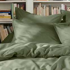 Housse De Couette|EMINZA Housse de couette percale de coton (280 x 240 cm) Cali Vert romarin