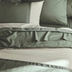Housse De Couette|TRADILINGE Housse de couette percale de coton (280 x 240 cm) Noa Vert kaki
