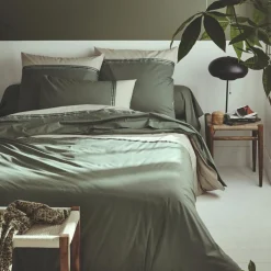 Housse De Couette|TRADILINGE Housse de couette percale de coton (200 x 200 cm) Noa Vert kaki