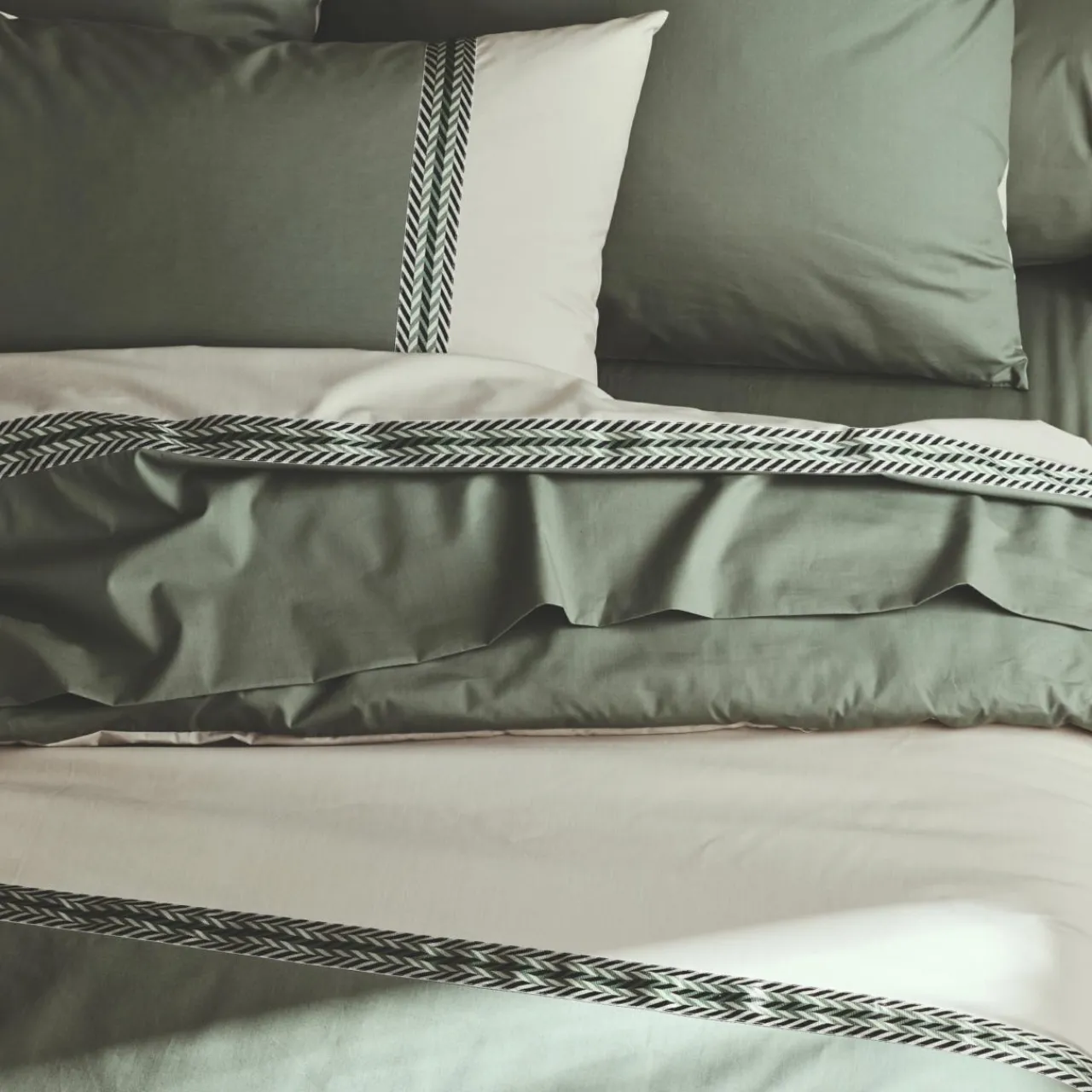 Housse De Couette|TRADILINGE Housse de couette percale de coton (200 x 200 cm) Noa Vert kaki