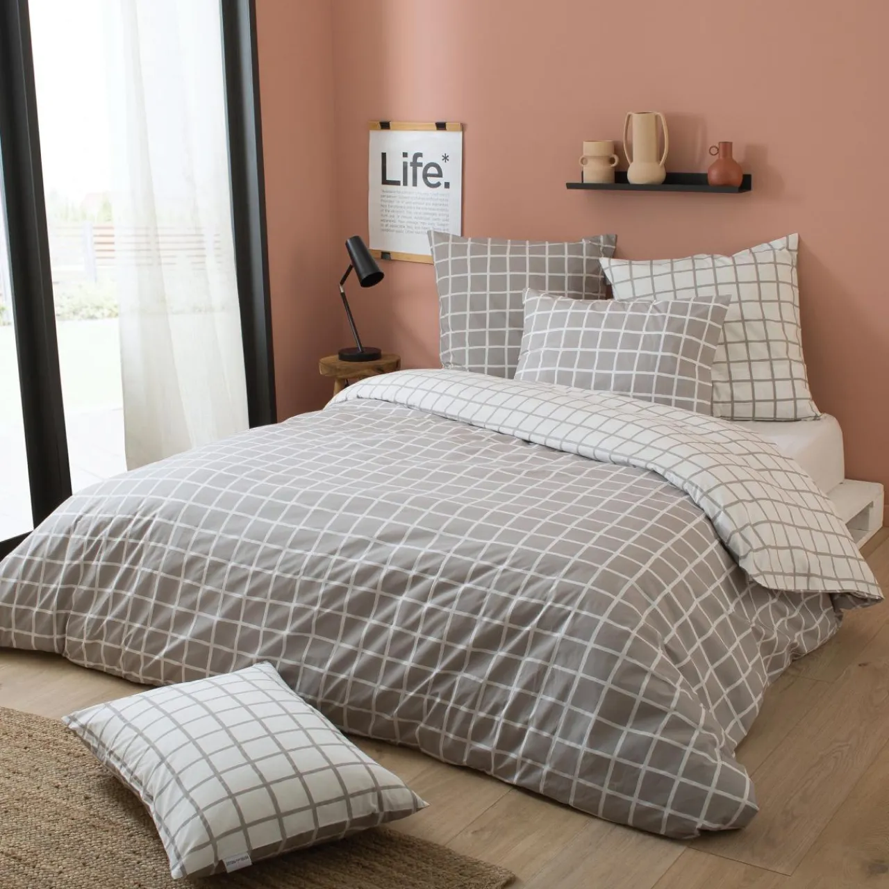 Housse De Couette|TRADILINGE Housse de couette percale de coton (200 x 200 cm) Max e Gris