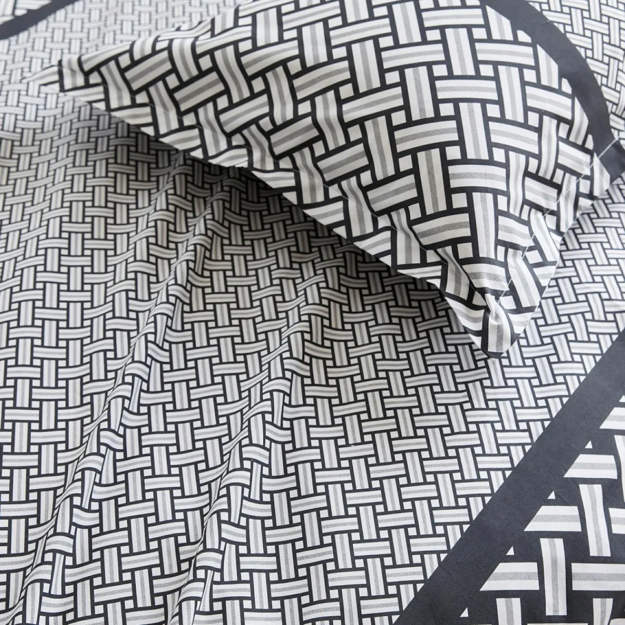 Housse De Couette|TRADILINGE Housse de couette percale de coton (240 x 220 cm) Riviera e Gris