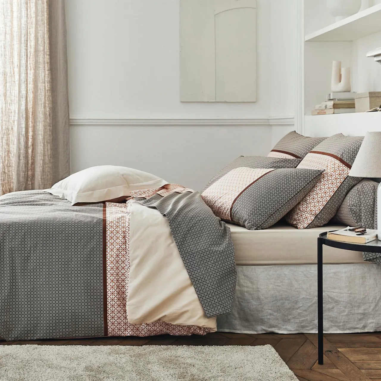 Housse De Couette|TRADILINGE Housse de couette percale de coton (240 x 220 cm) Gabin Multicolore