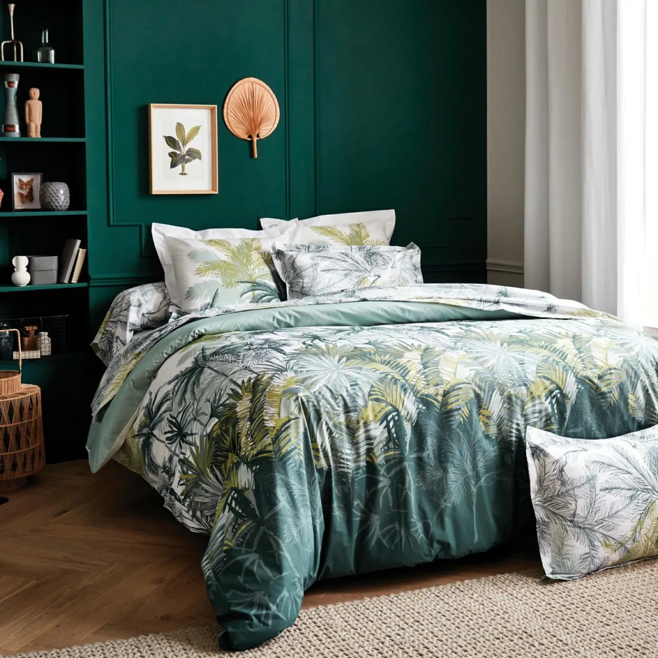 Housse De Couette|TRADILINGE Housse de couette percale de coton (300 x 240 cm) Trinidad Mousson e Vert