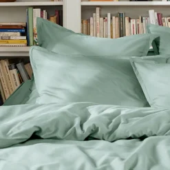 Housse De Couette|EMINZA Housse de couette percale de coton (240 x 220 cm) Cali Vert Eucalyptus