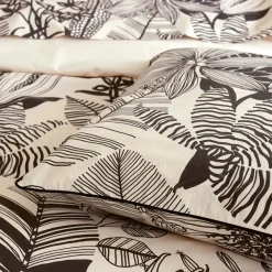 Housse De Couette|TRADILINGE Housse de couette percale de coton (260 x 240 cm) Alba e Noir