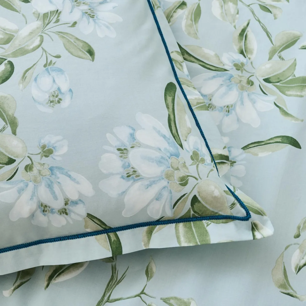 Housse De Couette|TRADILINGE Housse de couette percale de coton (260 x 240 cm) Eléna Nil e Vert