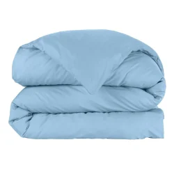 Housse De Couette|EMINZA Housse de couette percale de coton (140 x 200 cm) Cali Bleu Ciel