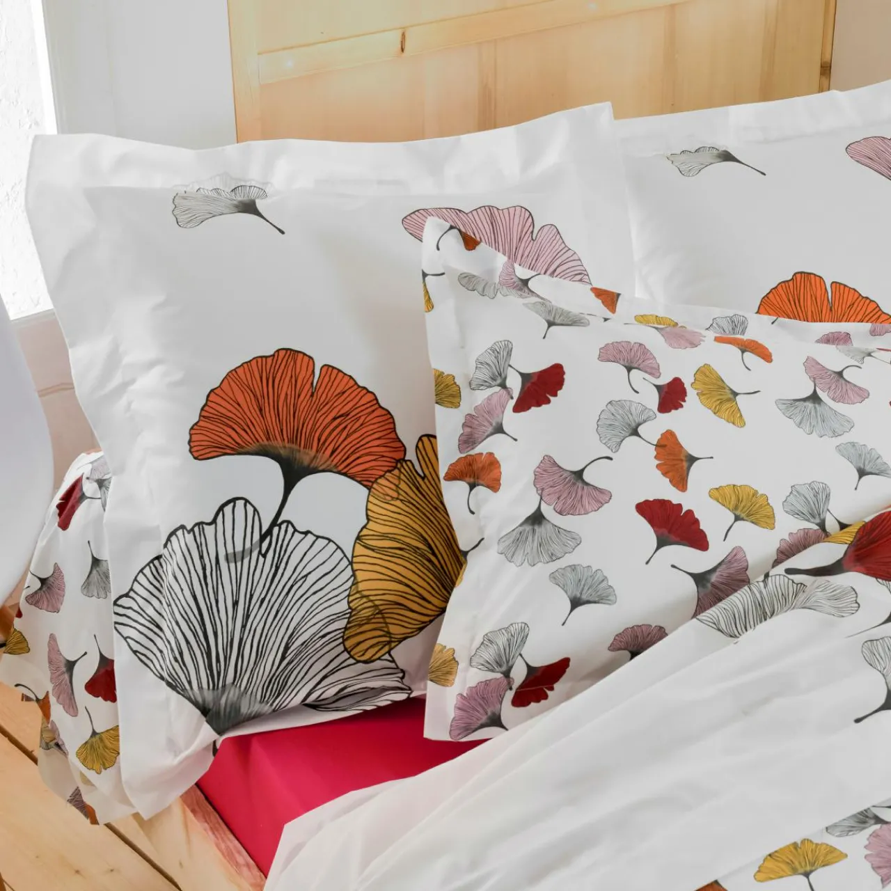 Housse De Couette|TRADI LINGE Housse de couette percale de coton (200 x 200 cm) Ginkgo Multicolore