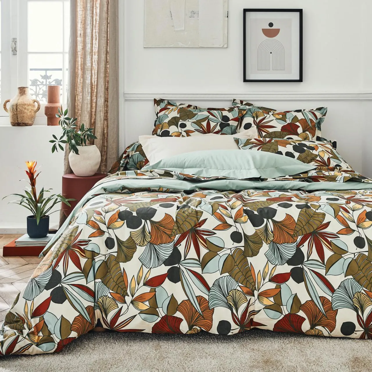 Housse De Couette|TRADILINGE Housse de couette percale de coton (260 x 240 cm) Cascade Multicolore