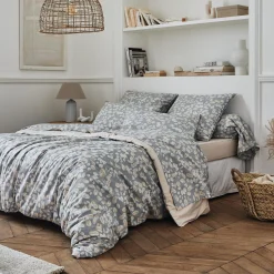 Housse De Couette|TRADILINGE Housse de couette percale de coton (200 x 200 cm) Lison e Gris