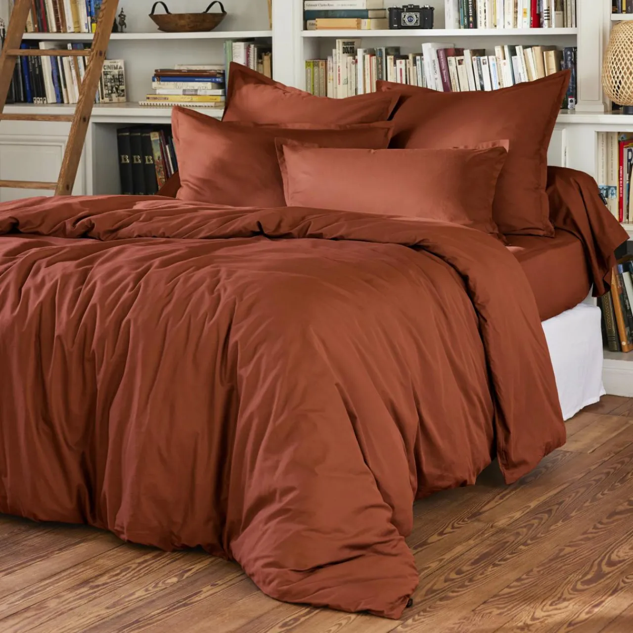 Housse De Couette|EMINZA Housse de couette percale de coton (240 x 220 cm) Cali Terracotta