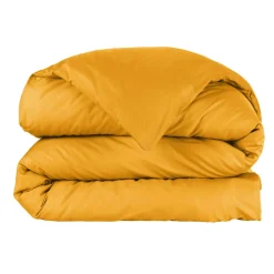 Housse De Couette|EMINZA Housse de couette percale de coton (260 x 240 cm) Cali Jaune moutarde