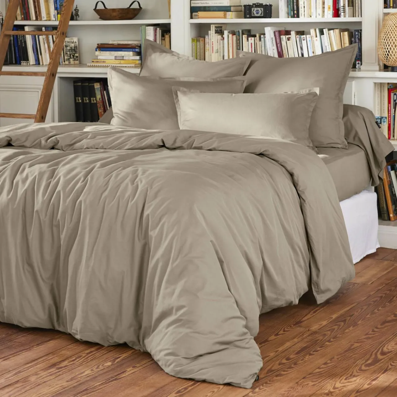 Housse De Couette|EMINZA Housse de couette percale de coton (200 x 200 cm) Cali Taupe