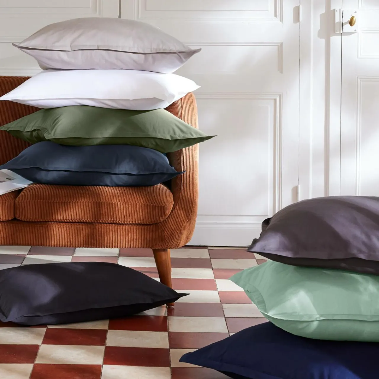 Housse De Couette|EMINZA Housse de couette percale de coton (140 x 200 cm) Cali Bleu marine