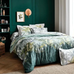 Housse De Couette|TRADILINGE Housse de couette percale de coton (280 x 240 cm) Trinidad Mousson e Vert