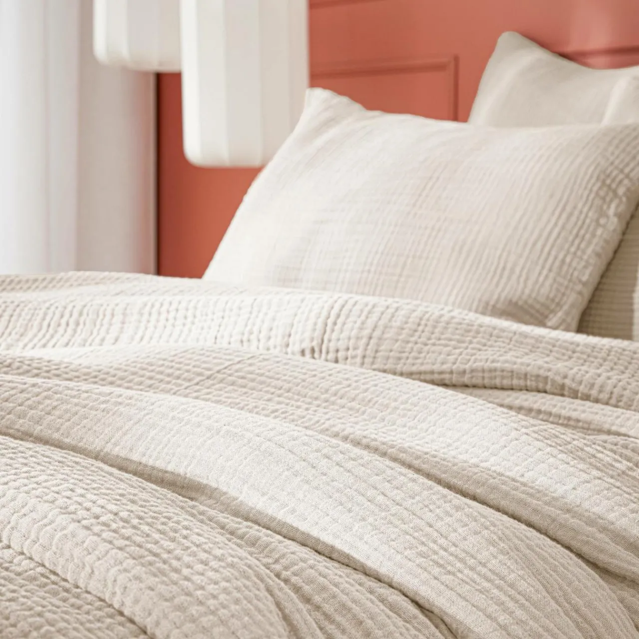 Housse De Couette|EMINZA Housse de couette quadruple gaze de coton (280 x 240 cm) Victoria x Gaïa pampa Beige