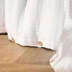 Housse De Couette|EMINZA Housse de couette quadruple gaze de coton (280 x 240 cm) Victoria x Gaïa chantilly Blanc