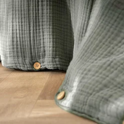 Housse De Couette|EMINZA Housse de couette quadruple gaze de coton (240 x 220 cm) Victoria x Gaïa Vert romarin
