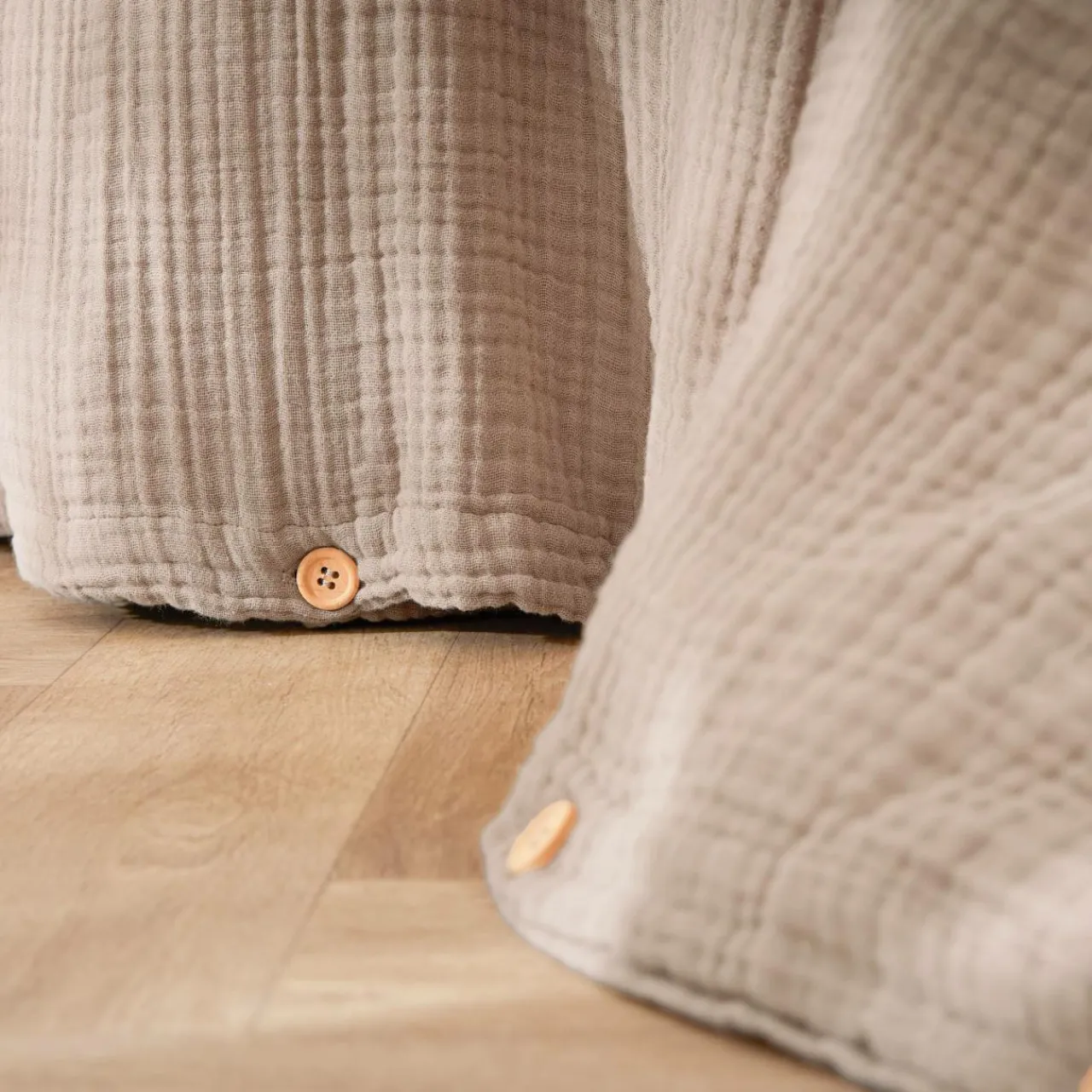 Housse De Couette|EMINZA Housse de couette quadruple gaze de coton (200 x 200 cm) Victoria x Gaïa Ficelle