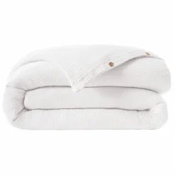 Housse De Couette|EMINZA Housse de couette quadruple gaze de coton (260 x 240 cm) Victoria x Gaïa chantilly Blanc
