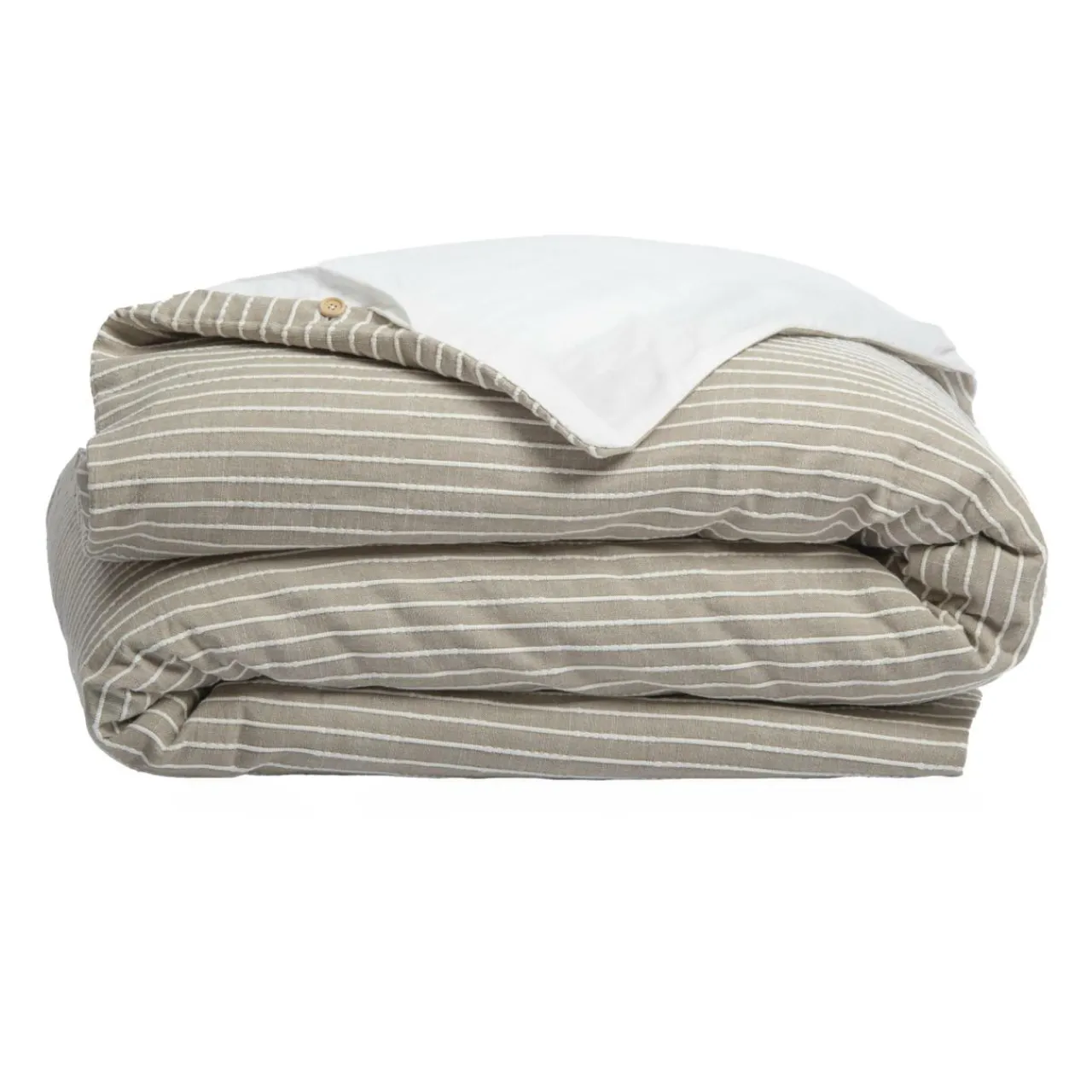 Housse De Couette|EMINZA Housse de couette réversible coton texturé et percale (240 x 220 cm) Alice Ecru