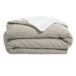 Housse De Couette|EMINZA Housse de couette réversible coton texturé et percale (200 x 200 cm) Alice Ecru