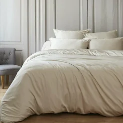 Housse De Couette|EMINZA Housse de couette satin de bambou (240 x 220 cm) Sienna Beige