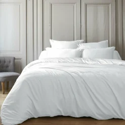 Housse De Couette|EMINZA Housse de couette satin de bambou (200 x 200 cm) Sienna chantilly Blanc