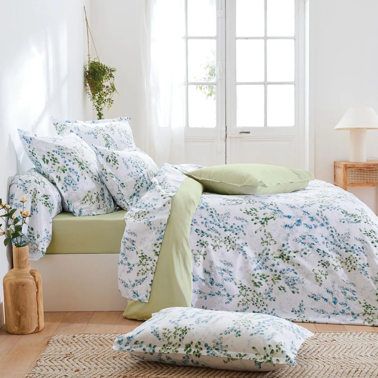 Housse De Couette|TRADILINGE Housse de couette satin de coton (260 x 240 cm) Angèle Vert tilleul