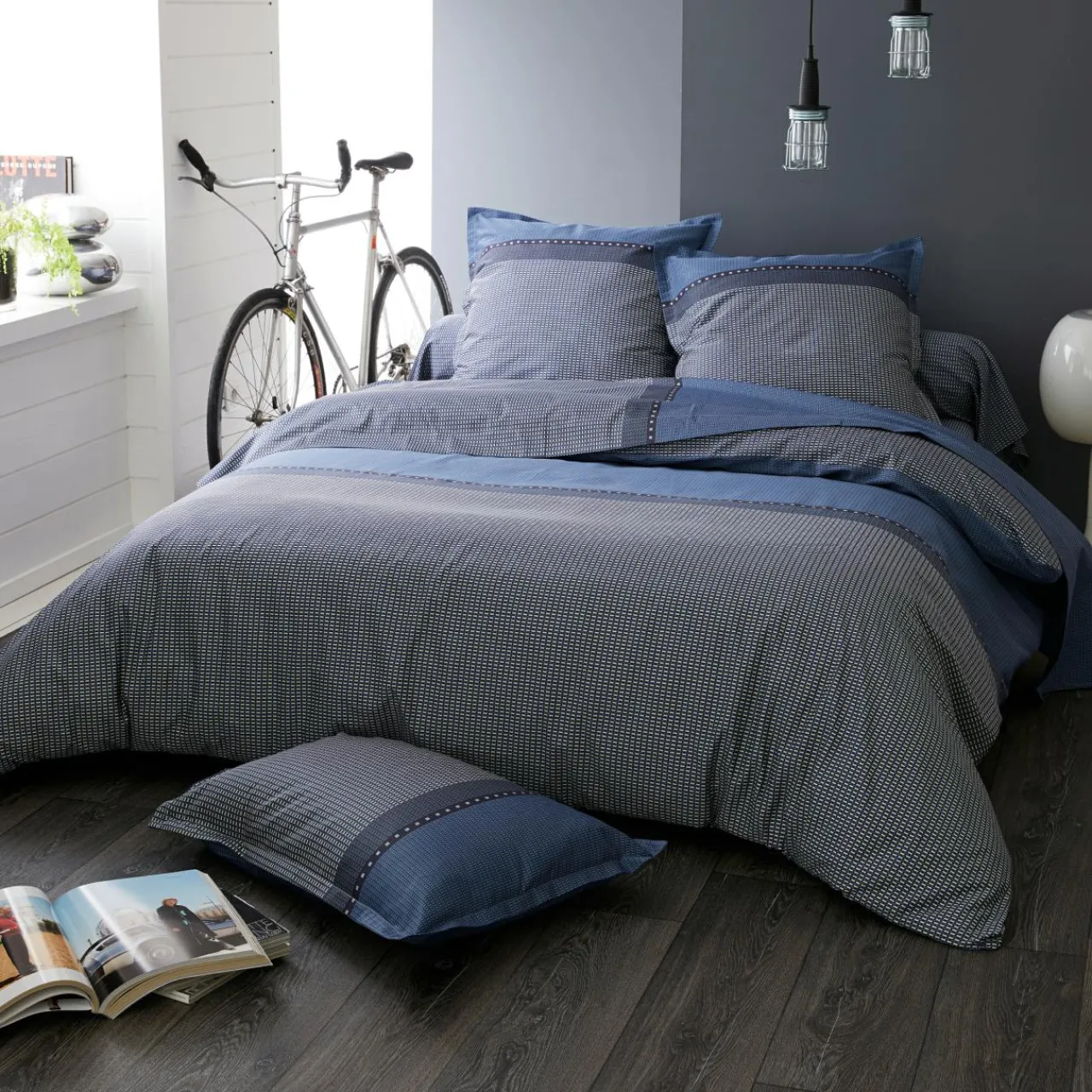 Housse De Couette|TRADILINGE Housse de couette satin de coton (240 x 220 cm) Enzo e Bleu