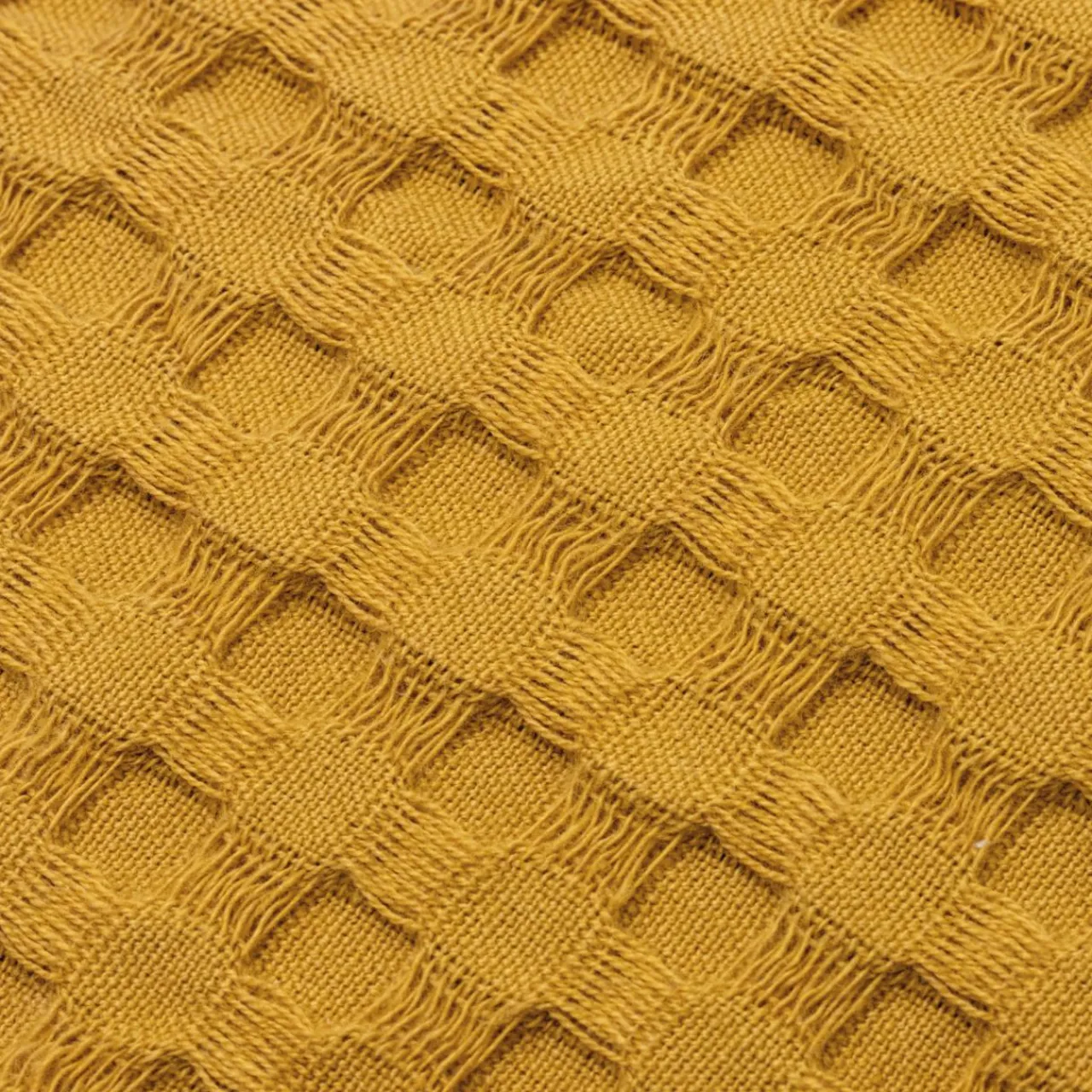 Coussin Et Housse|EMINZA Housse de coussin carrée coton nid d'abeille (40 x 40 cm) Maya Jaune safran