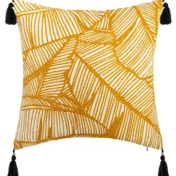 Coussin Et Housse|ATMOSPHERA Housse de coussin carrée coton (40 x 40 cm) Tropik Jaune ocre