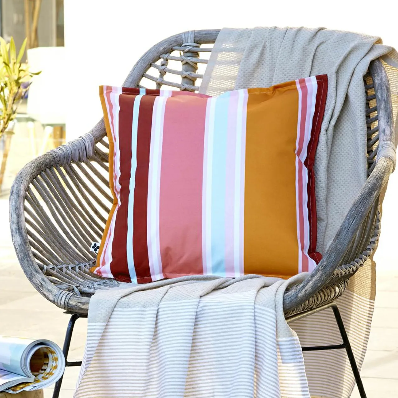 Accessoires Et Coussins|Coussin Déco D'Extérieur|L'effet papillon Housse de coussin extérieur carrée (45 x 45 cm) Bianca Orange