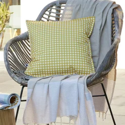 Accessoires Et Coussins|Coussin Déco D'Extérieur|EMINZA Housse de coussin extérieur carrée (45 x 45 cm) Vickie Jaune Vichy jaune