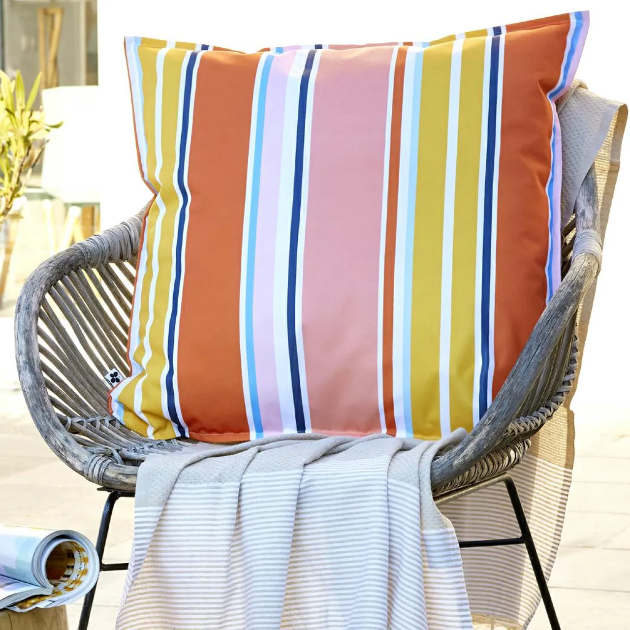 Accessoires Et Coussins|Coussin Déco D'Extérieur|L'effet papillon Housse de coussin extérieur carrée (60 x 60 cm) Bianca Jaune